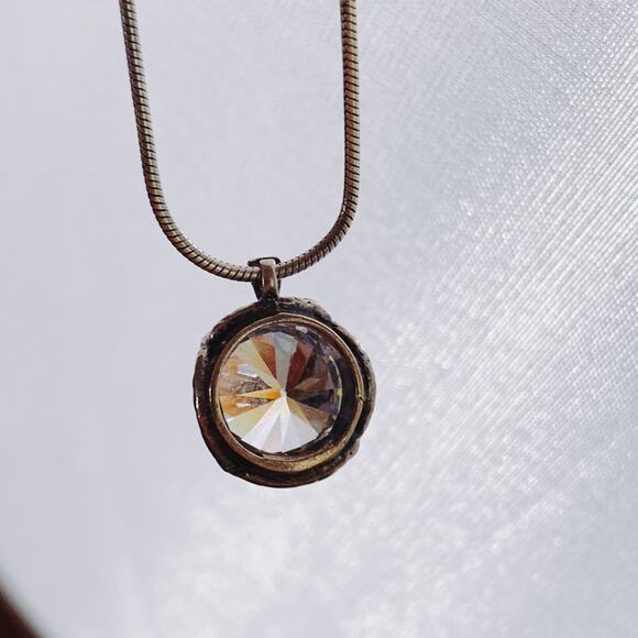 Silpada N1969 Sterling Silver Necklace CZ Pendant Modern Snake Chain Jewelry - Picture 12 of 16